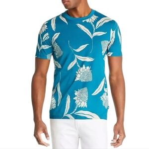 Hugo‎ Boss Tessler Blue Floral Print T-Shirt Size XXL